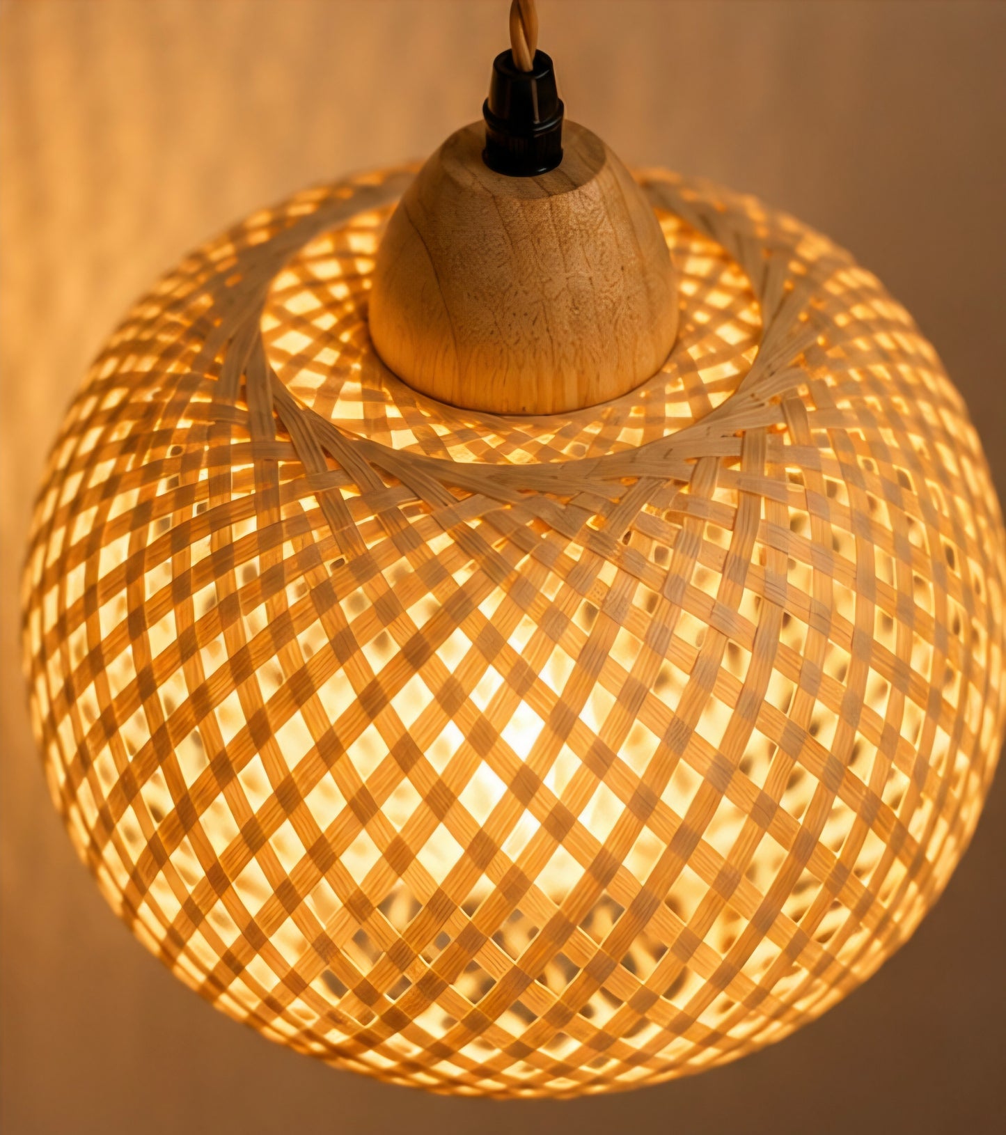 Hand-Woven Bamboo Lantern Wall Lamp